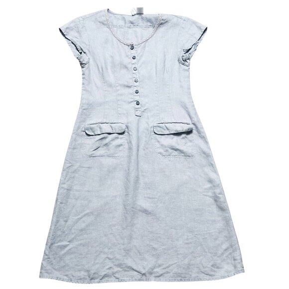 Sahalie Dress Womens Size S Gray Linen Shift Short Sleeve - Picture 1 of 3
